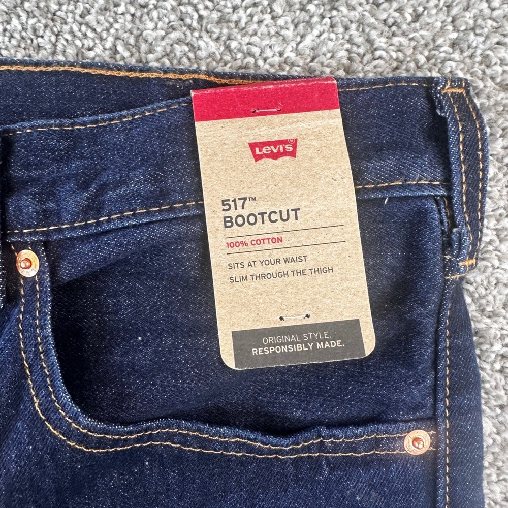 Levis 517 Bootcut Jeans Mens 36x38 Dark Wash Cotton Denim Western Streetwear NEW - Picture 4 of 7
